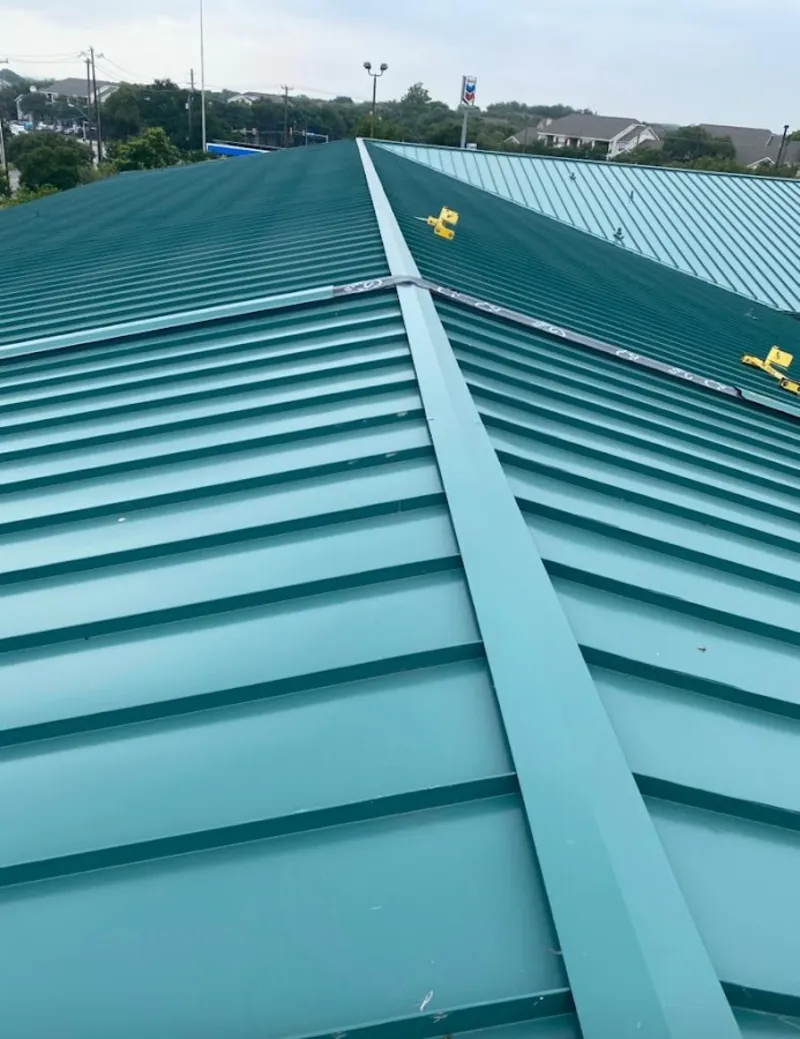 Green commercial metal roof ridge and valley for Metal Roof Repair in Sanibel